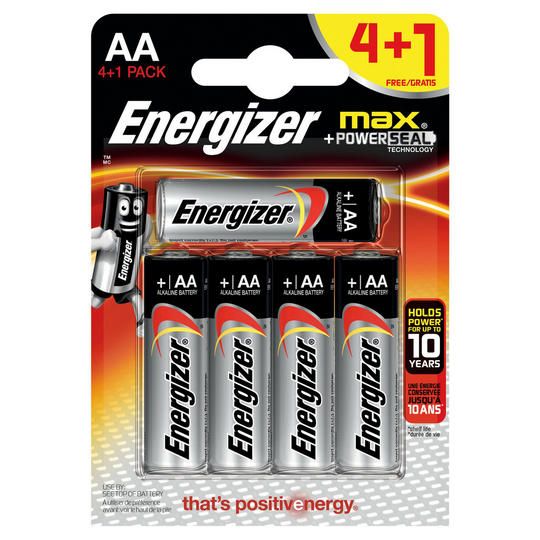 Energizer MAX Alkaline AA Batteries - 4 Plus 1