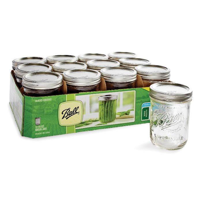 32 Ounces 2 Pack Wide Mouth 12 Count Ball Glass Mason Jar w/Lid & Band 