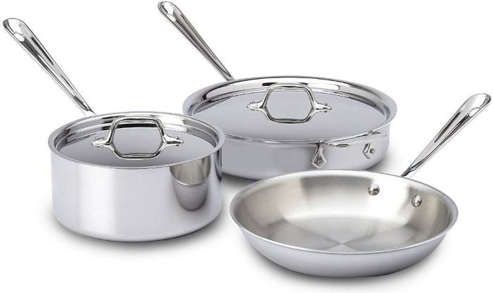 All-Clad Stainless Steel Tri-Ply Bonded 3-Quart Saute Pan with Lid, Silver  4403