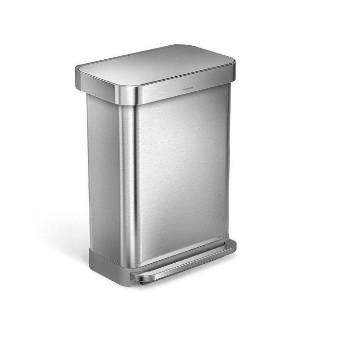 EKO Shell 6L Semi-Round Step Trash Can Brushed Stainless Steel